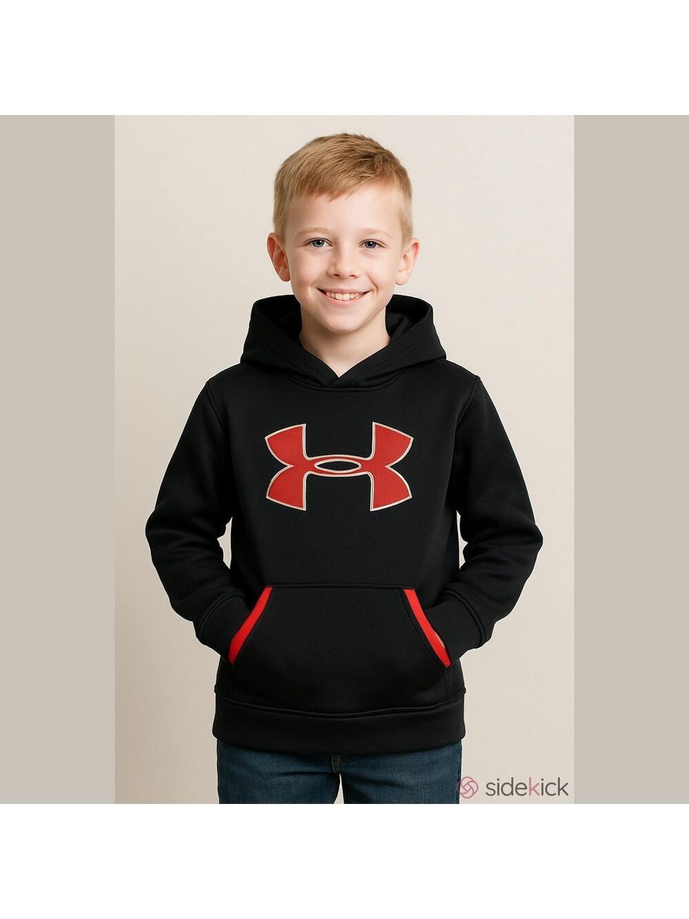 Boys Under Armour Hoodie YLG Black Red